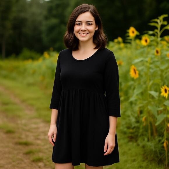 Matilda Jane Dress Women's Size Medium 25619D Little Black Dress 3/4 Sleeves - Picture 1 of 6